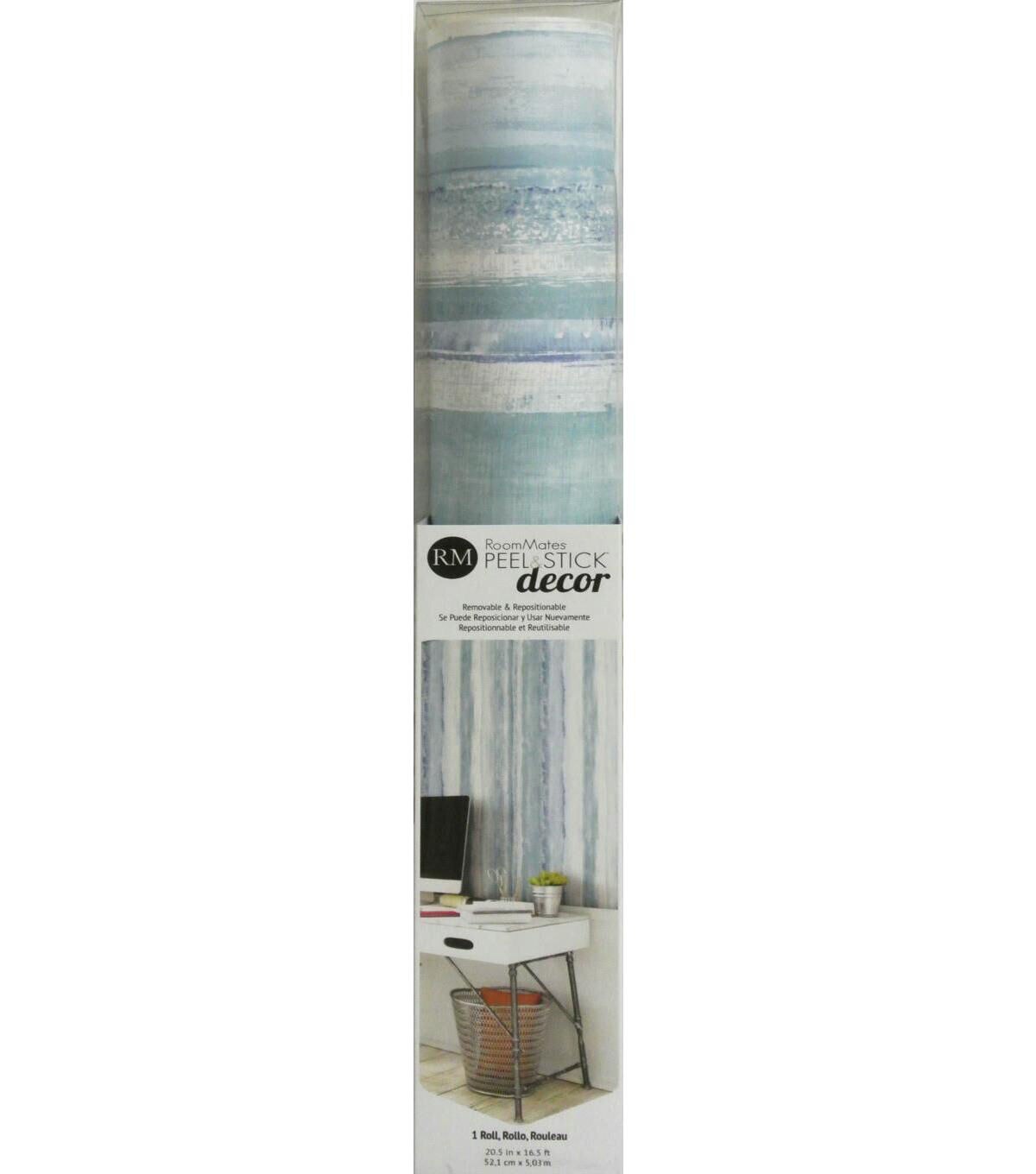 RoomMates Wallpaper Blue Watercolor Stripe
