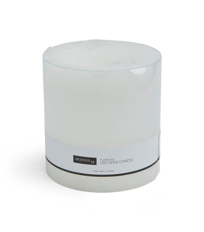 6" x 6" LEDWhite Smooth Wax Pillar Candle by Hudson 43