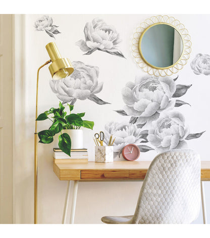 RoomMates Black Peonies Peel And Stick Decals - Black