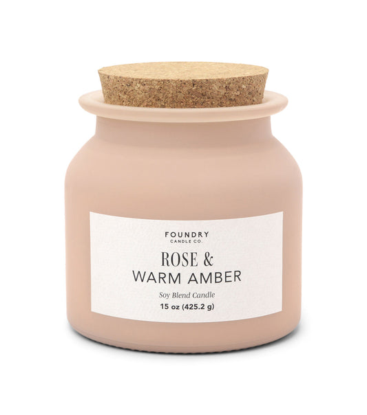 Foundry 15oz Frosted Scented Jar Candle With Cork Lid