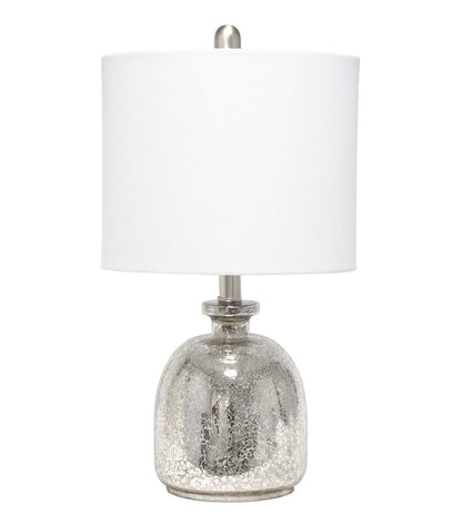 All The Rages Mercury Glass Jar Table Lamp with White Linen Shade
