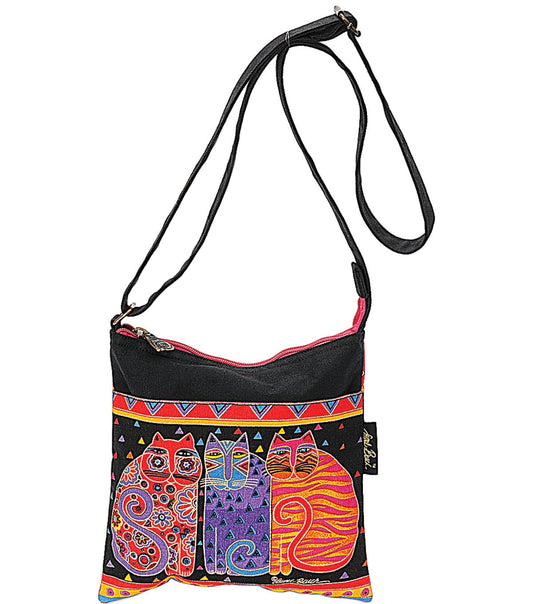 Laurel Burch Crossbody Purse Zipper Top 10"X10" Feline Friends