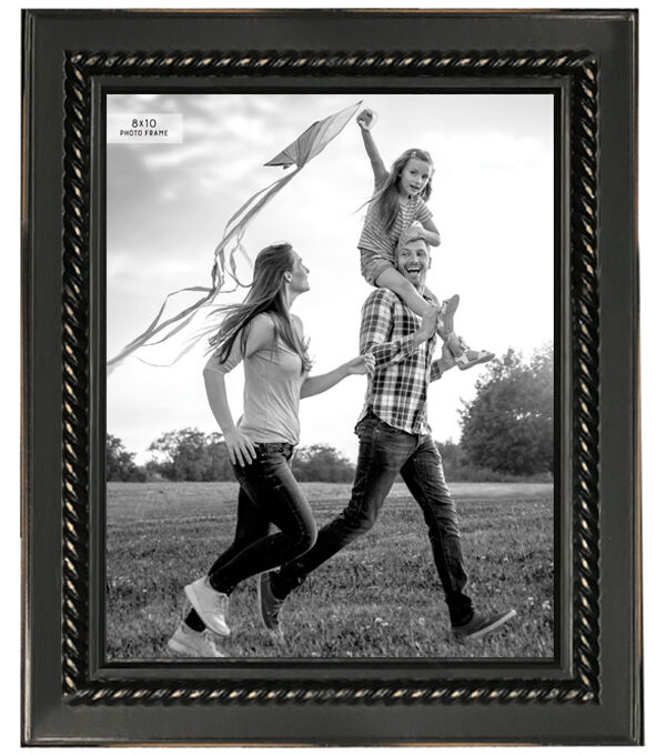 8" x 10" Distressed Black Rope Edge Tabletop Picture Frame