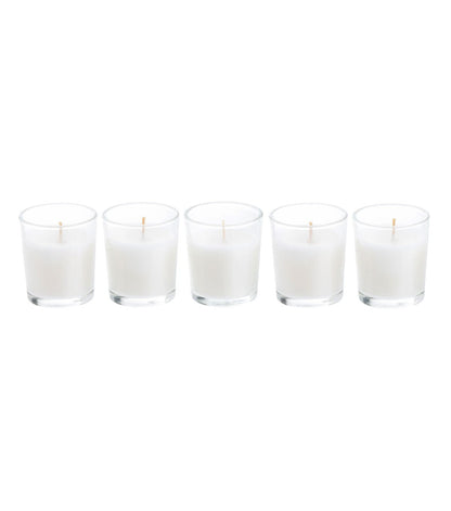 5pk White Unscented Votive Candles With Glass Holders by Hudson 43