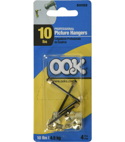 Ook 10lbs Brass Finished Professional Picture Hangers 4ct