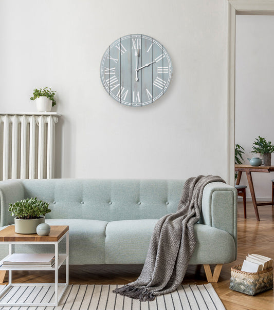 All The Rages Wood Plank 23" Large Rustic Coastal Wall Clock