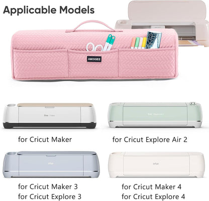 AMOIGEE Stretchy & Washable Dust Cover for Cricut Maker 4, Cricut Explore 4, Cricut Explore Air 2, Cricut Maker 3 – Die-Cut Machine Cover with Pockets for Cricut Accessories, Supplies & Tools