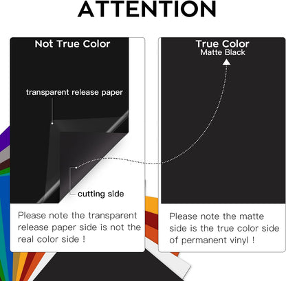 HTVRONT 70 Pack Vinyl for Cricut Machine, 57 Sheets 12" X 12" Permanent Adhesive Vinyl Sheets & 2 Cutting Mat & 10 Transfer Paper for Vinyl