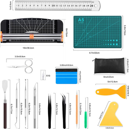 27PCS Craft Weeding Tools for Vinyl Kit,Utility Knife Set with 12Inch Paper Cutter Trimmer for Scrapbooking,Silhouettes,Cameos,DIY Art Crafting,Cutting,Splicing,Cardstock