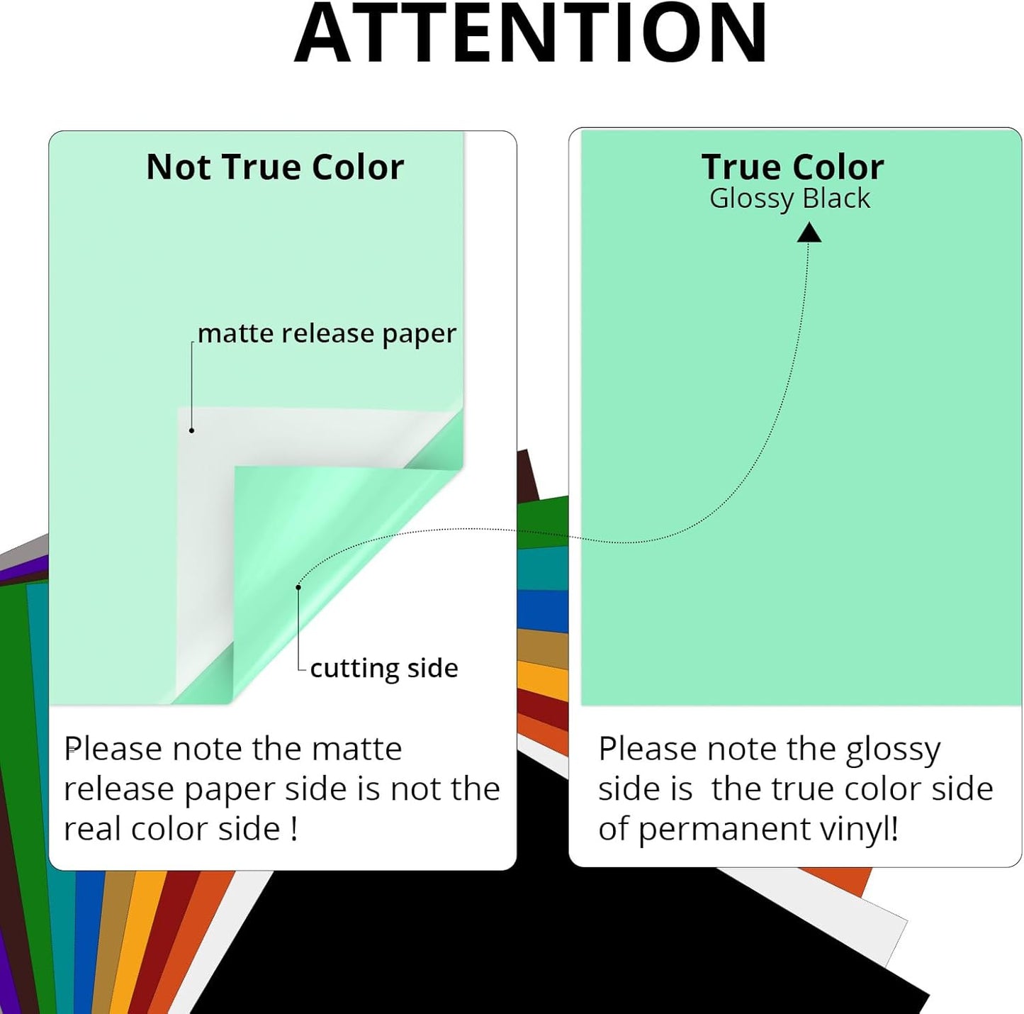 HTVRONT 70 Pack Vinyl for Cricut Machine, 57 Sheets 12" X 12" Permanent Adhesive Vinyl Sheets & 2 Cutting Mat & 10 Transfer Paper for Vinyl