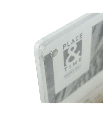 6" x 4" Acrylic Tabletop Picture Frame With Wood Base by Place & Time