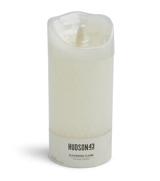 3" x 7" White Flickering Flame LED Wax Candle by Hudson 43