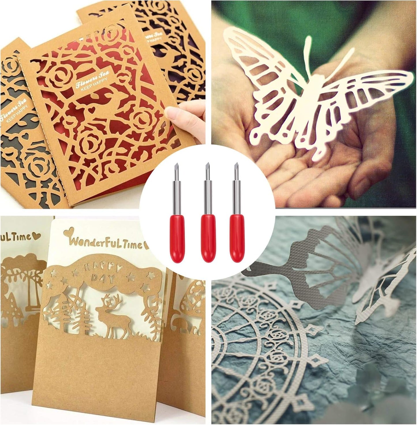 STREWEEK 50PCS Cutting Blades compatible for Cricut Explore Air/Air 2/Air 3/Maker 3, Fine Point Blades Consist of 10PCS 30°Shallow Cutting Blades,30PCS 45° Standard Blades and 10PCS 60° Deep Blades