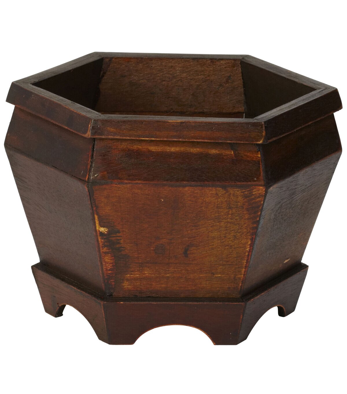 Nearly Natural 3ct Wooden Hexagon Decorative Planter