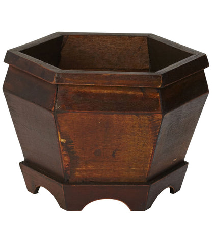 Nearly Natural 3ct Wooden Hexagon Decorative Planter