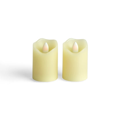 2" x 3" LED Ivory Wave Edge Pillar Candles 2pk by Hudson 43