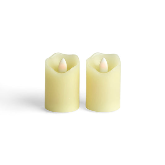 2" x 3" LED Ivory Wave Edge Pillar Candles 2pk by Hudson 43