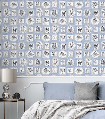 Surface Style 20.5' x 18' Celestial Pup Portraits Peel & Stick Wallpaper