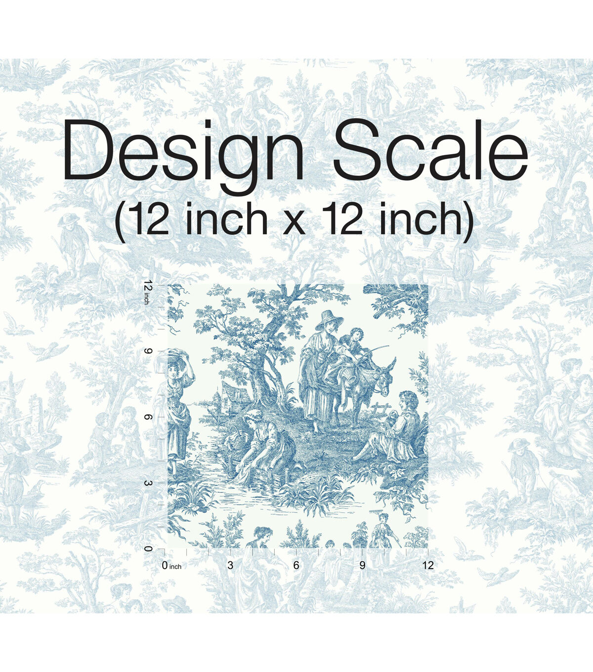 RoomMates 20.5" X 16.5' Blue Country Life Toile Peel & Stick Wallpaper