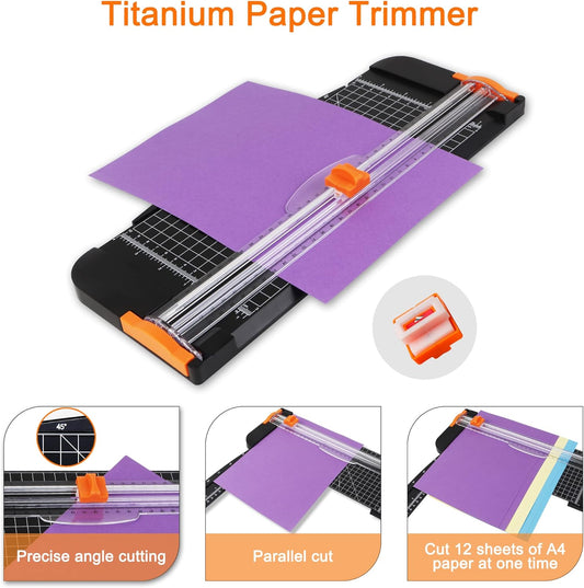 27PCS Craft Weeding Tools for Vinyl Kit,Utility Knife Set with 12Inch Paper Cutter Trimmer for Scrapbooking,Silhouettes,Cameos,DIY Art Crafting,Cutting,Splicing,Cardstock