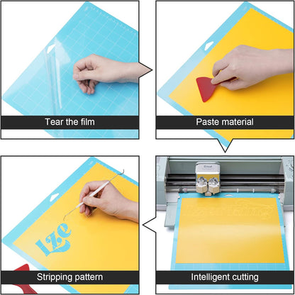 Lzerking Cutting Mat for Cricut 4 Pack Accessories and Supplies Variety Replacement Standard Light Strong Frabic Cut Pads Cricket Cards for Cut Machine Maker/Maker 3/Air/Air 2 with Scraper Pick Needle