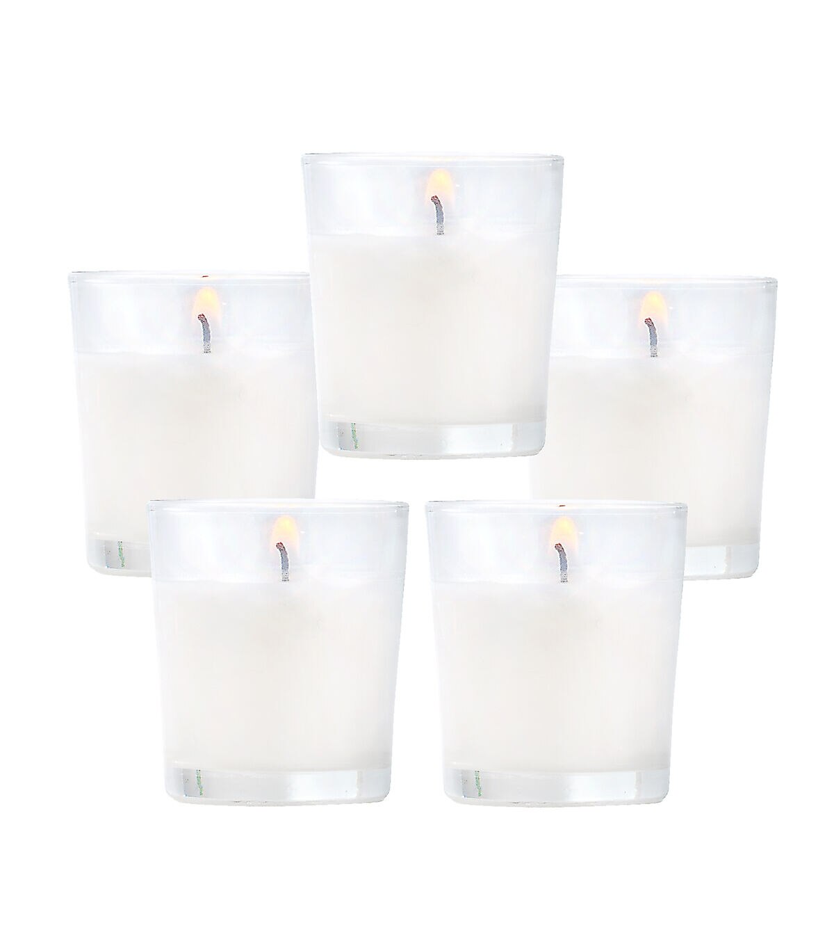 5pk White Unscented Votive Candles With Glass Holders by Hudson 43