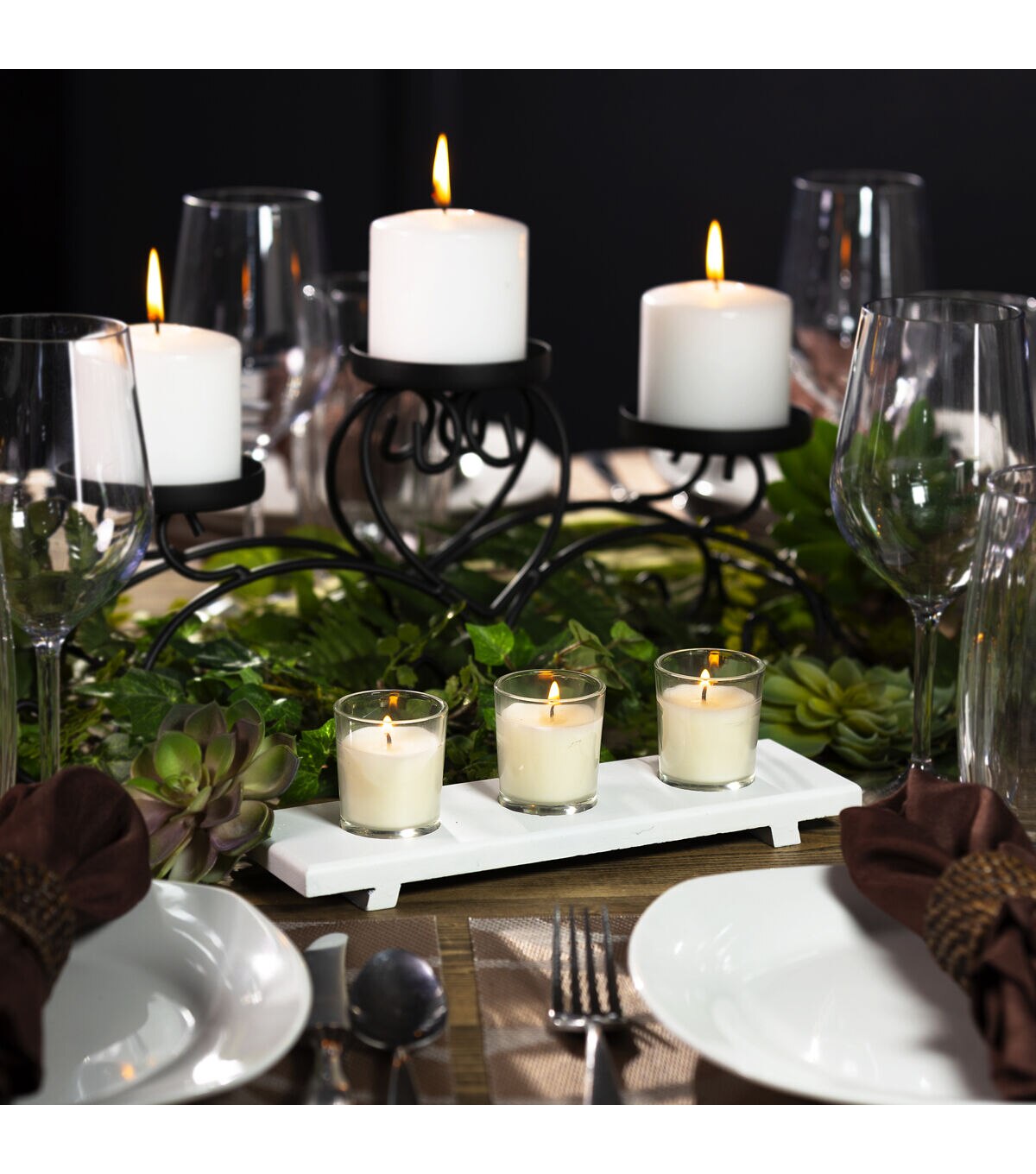 5pk White Unscented Votive Candles With Glass Holders by Hudson 43