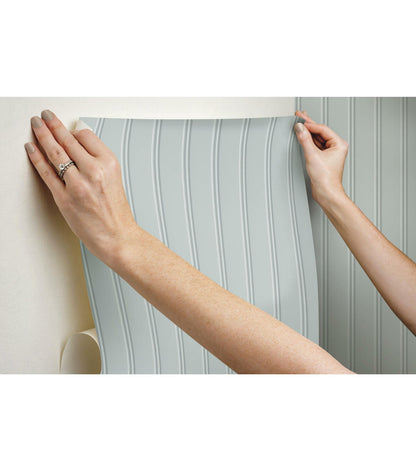 RoomMates 20.5" x 16.5' Mint Green Beadboard Peel & Stick Wallpaper