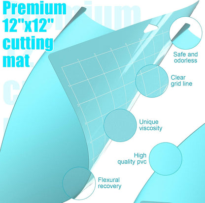Lzerking Cutting Mat for Cricut 4 Pack Accessories and Supplies Variety Replacement Standard Light Strong Frabic Cut Pads Cricket Cards for Cut Machine Maker/Maker 3/Air/Air 2 with Scraper Pick Needle