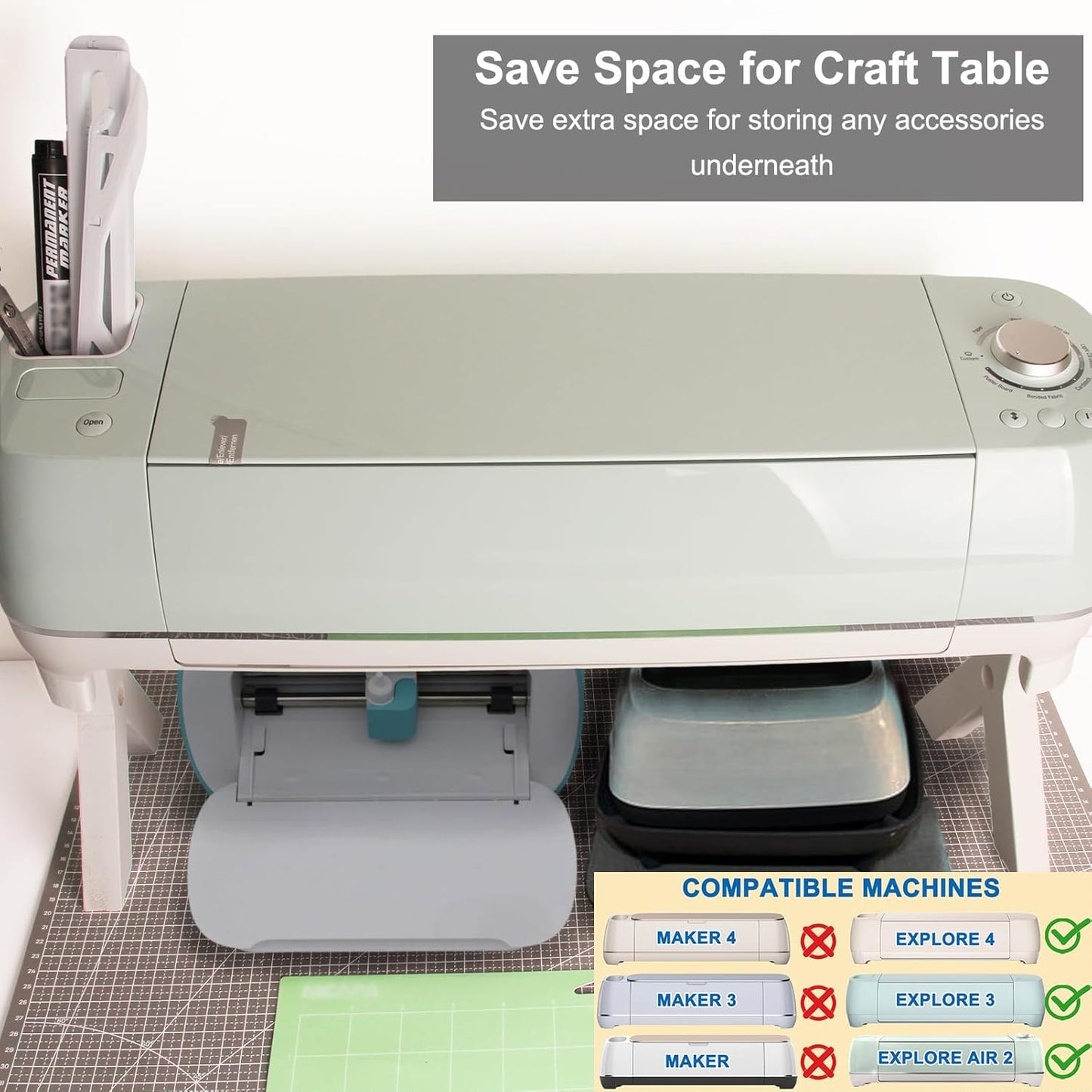 LOPASA Stand Legs Compatible with Cricut Explore 4, 3, Air 2, Machine Organization and Storage, Craft Desk Accessories and Space Organizer, Cutting Machine Storage Solutions