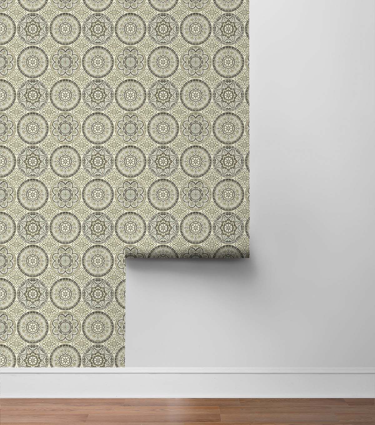 Surface Style 20.5' x 18' Silver Color Wheel Peel & Stick Wallpaper