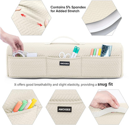 AMOIGEE Stretchy & Washable Dust Cover for Cricut Maker 4, Cricut Explore 4, Cricut Explore Air 2, Cricut Maker 3 – Die-Cut Machine Cover with Pockets for Cricut Accessories, Supplies & Tools