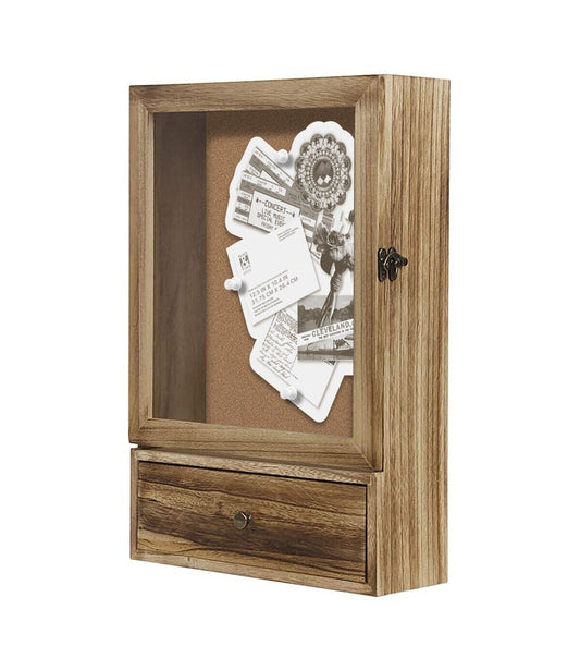 16.5" x 11" Wood Shadow Box With Drawer by Place & Time
