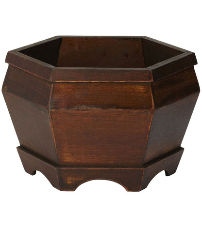 Nearly Natural 3ct Wooden Hexagon Decorative Planter