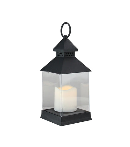 Northlight 9.5" Black Candle Lantern with LED Candle Tabletop Decor