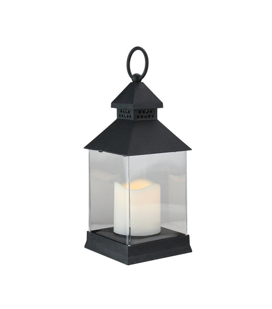 Northlight 9.5" Black Candle Lantern with LED Candle Tabletop Decor