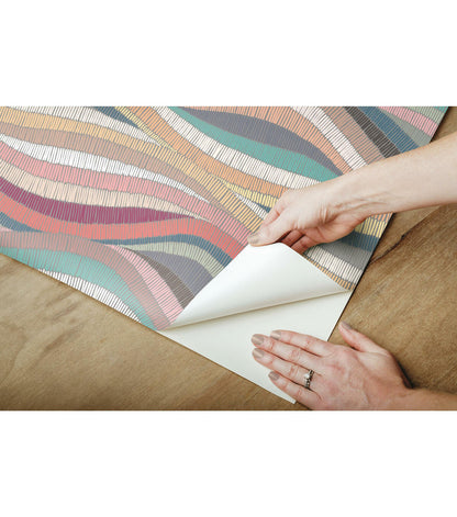 RoomMates 18" x 18' Multicolor Mosaic Waves Peel & Stick Wallpaper