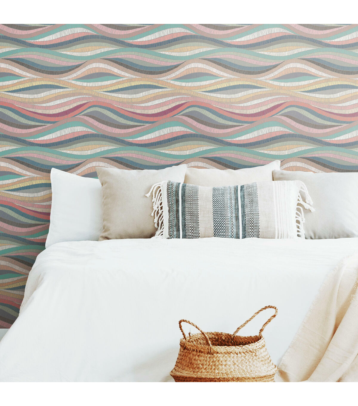 RoomMates 18" x 18' Multicolor Mosaic Waves Peel & Stick Wallpaper