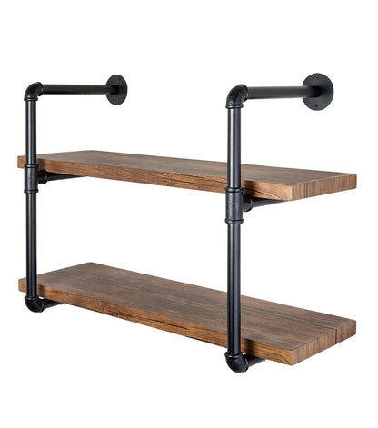 Honey Can Do 2 Tier Black Industrial Wall Shelf