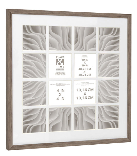 19" x 19" Natural 16 Photo Collage Frame by Place & Time