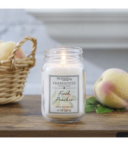 12oz Fresh Peaches Scented Mason Jar Candle by Hudson 43