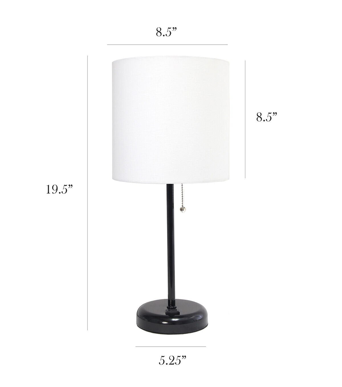 All The Rages 19.5" Black Stick Lamp With Charging Outlet 2pk