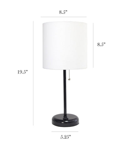 All The Rages 19.5" Black Stick Lamp With Charging Outlet 2pk