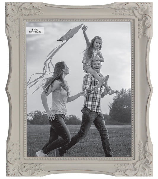 8" x 10" White Picture Frame With Embellished Corners