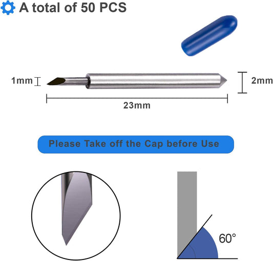 STREWEEK 50PCS Cutting Blades compatible for Cricut Explore Air/Air 2/Air 3/Maker 3, Fine Point Blades Consist of 10PCS 30°Shallow Cutting Blades,30PCS 45° Standard Blades and 10PCS 60° Deep Blades