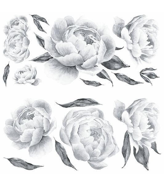 RoomMates Black Peonies Peel And Stick Decals - Black
