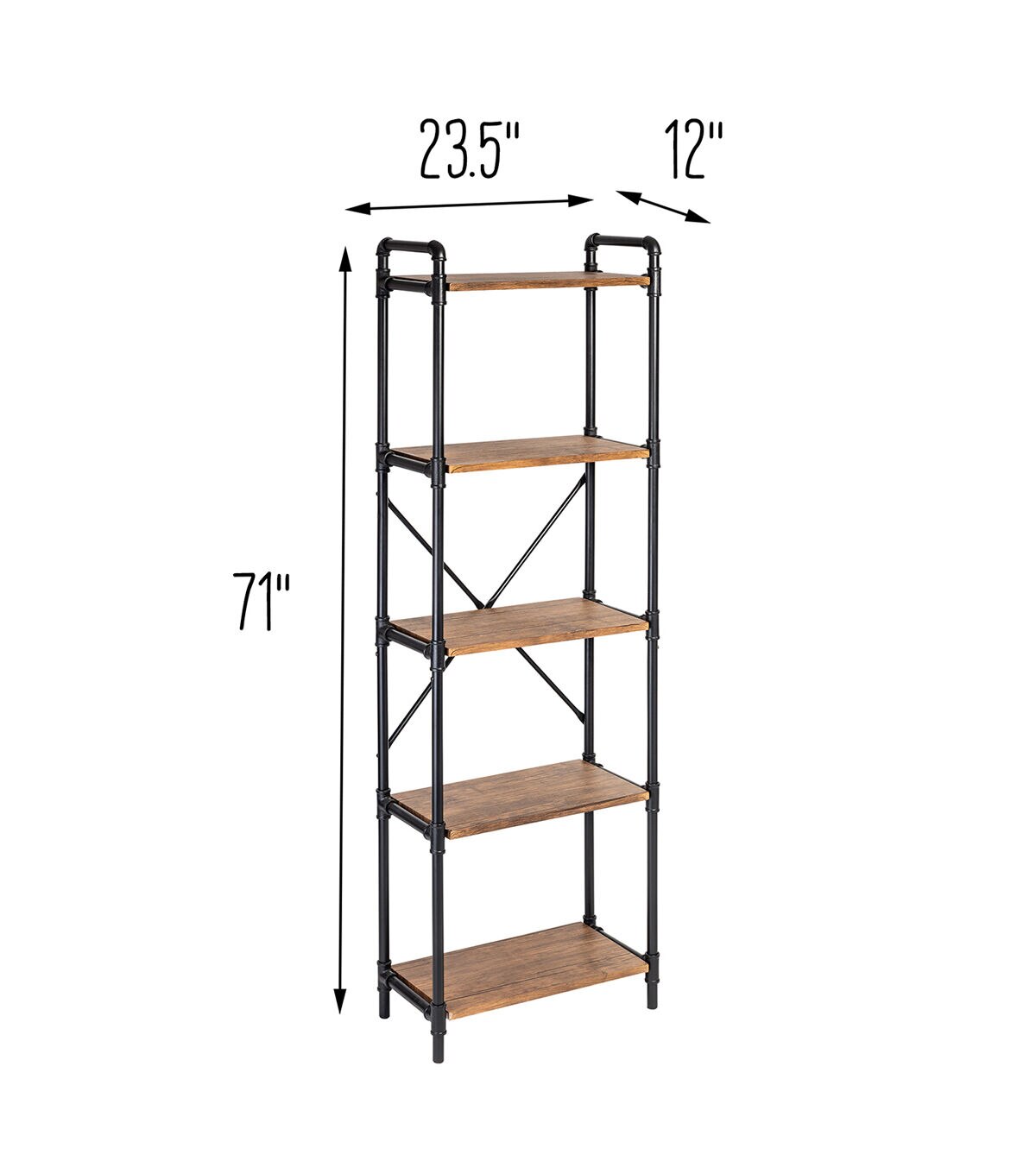 Honey Can Do 5 Tier Industrial Bookshelf Black