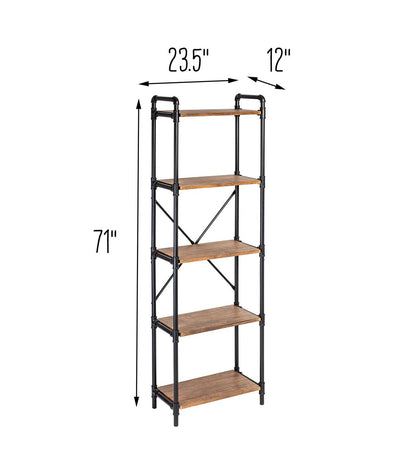 Honey Can Do 5 Tier Industrial Bookshelf Black