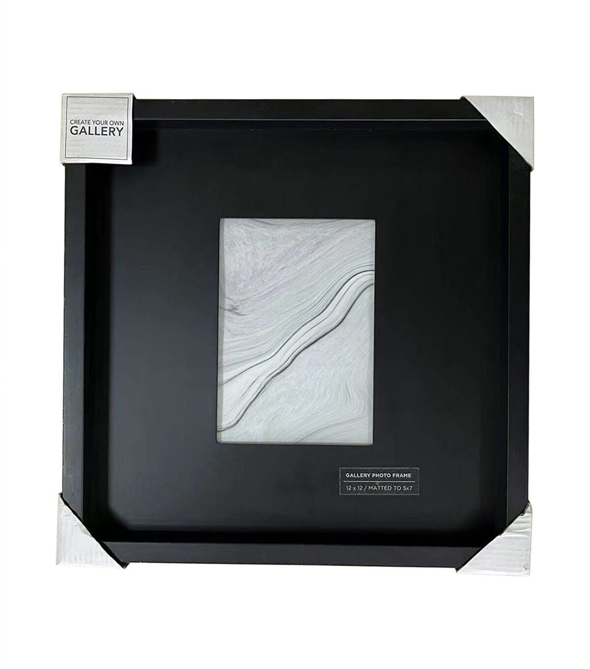 Innovative Creations Black Wooden Frame with Mat 12" x 12"