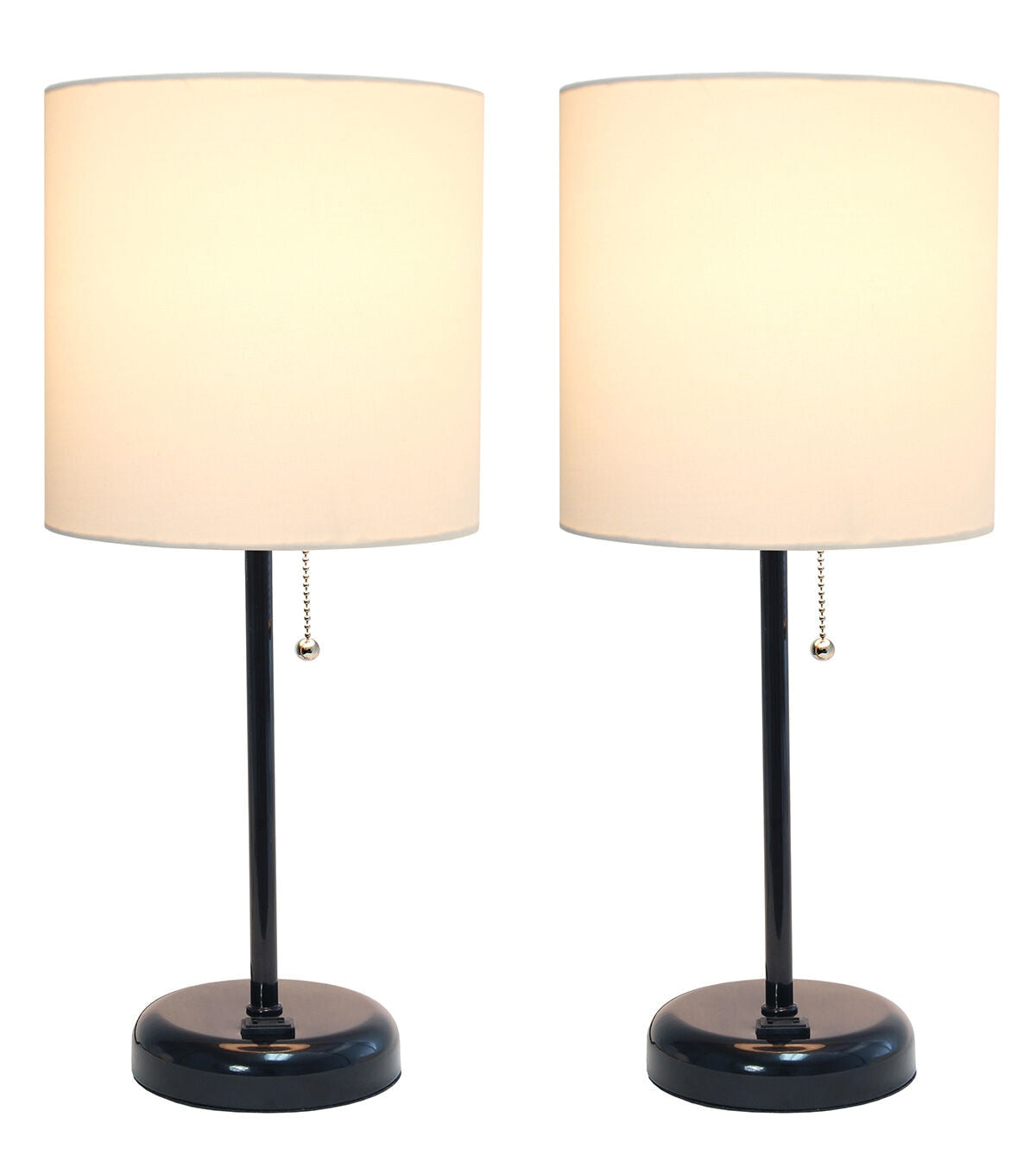 All The Rages 19.5" Black Stick Lamp With Charging Outlet 2pk